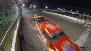 Big Crash After Car Loses Wheel - Grand Stocks - 9/28/13 - Langley Speedway