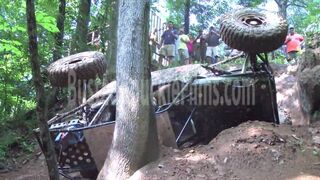 (HD)  SBC Jeep TJ buggy rolls on cabin hill at River Rock ORV