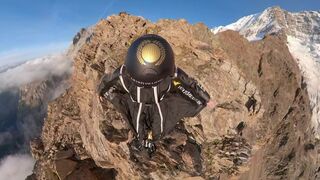 RAW Wingsuit Flight Through 2m Gap In The Rocks - Body View