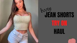 BOOTY Jean Short Try On Haul !! (Outside)