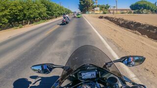 riding in formation on a superbike