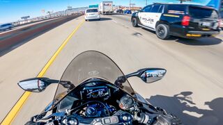 lanesplitting on a crotch rocket through heavy traffic