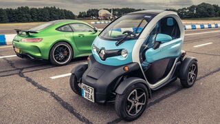 Mercedes-AMG GT R (in REVERSE!) vs Renault Twizy | Drag Races | Top Gear