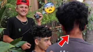 THIS IS NOT GOOD! PRANKING MY FRIEND WITH BAD HAIR CUT!