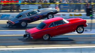 POWER WHEELIE SHOOTOUT DRAG RACING OLD SCHOOL AMERICAN MUSCLE CARS AT BYRON DRAGWAY