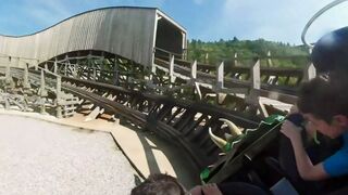 Roar-O-Saurus horizon leveled front seat on-ride POV Story Land